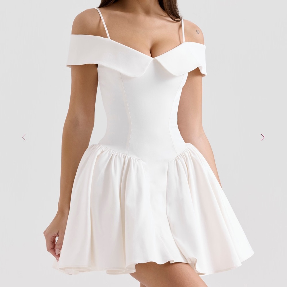 House of CB Elida White Drop Waist Mini Dress